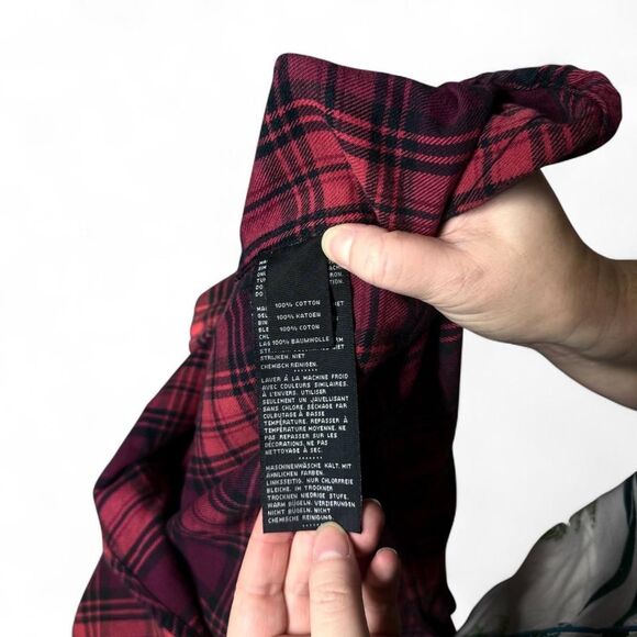 Harley-Davidson Women's Laser Cut Logo Long Sleeve Plaid Shirt Red XL - Picture 7 of 8